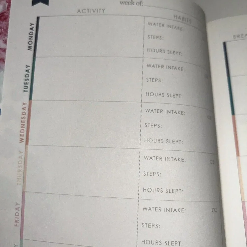 Erin Concern Petite Planner Wellness Log Missing Front Pages And Sticker Sheet